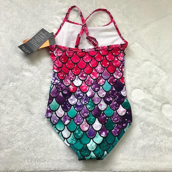 Honisen Mermaid One Piece Bathing Suit Girls 6/6X (120-130CM) Multicolored NEW - Picture 4 of 8
